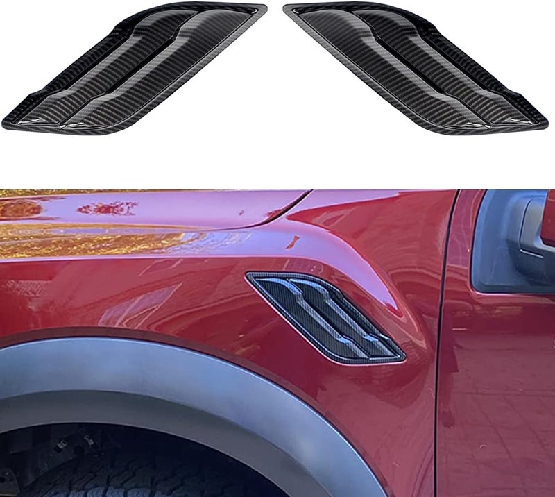 Keptrim for F-150 Raptor ABS Carbon Fiber Front Fender Air Outlet Vent Cover Trim for Ford F150 2015-2020, 2pcs - Image 1